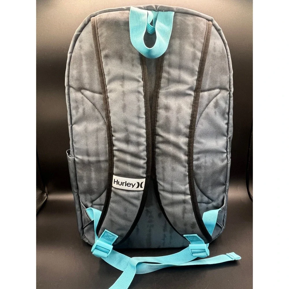 Hurley Grey Tie Dye Backpack Black Blue Trim School Travel Skater Bookbag Unisex